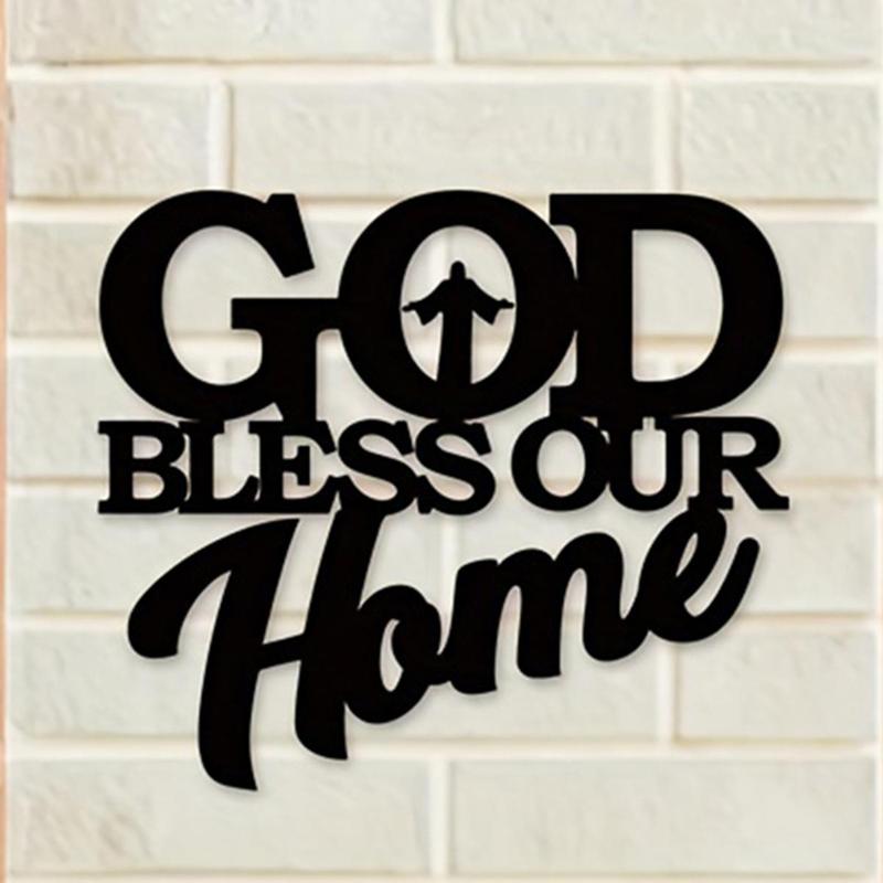 God Bless Our Home Letter Design Wall Decor, Creative Iron Wall Art, Wall Hanging Decor for Home Living Room Bedroom, Home Decor