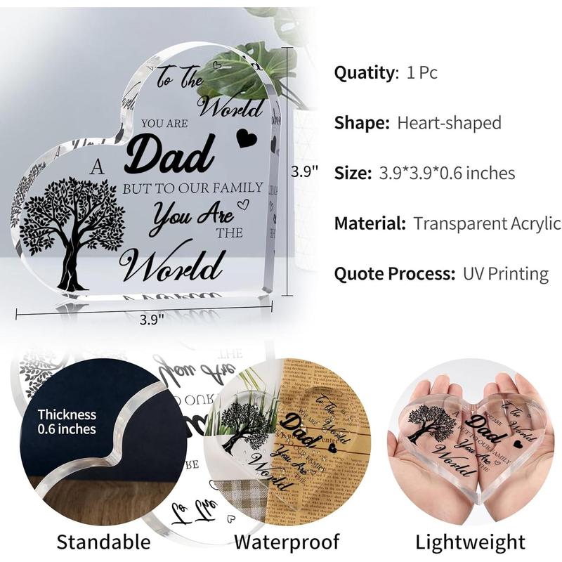 Gifts for Dads Birthday, Dad Gifts from Daughter Son,  Heart Plaque Dad Birthday Gifts Ideas, Cool Dad Gift  Gift for Dad, Fathers Day Thanksgiving Christmas Gifts for Dad