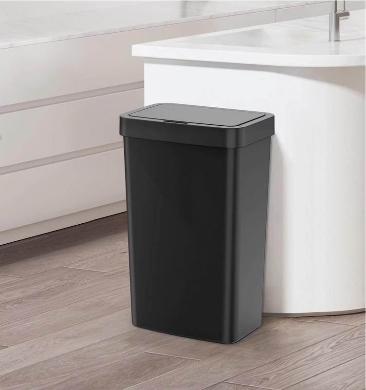 13.2 Gallon Trash Can, Plastic Motion Sensor Kitchen Trash Can, Black