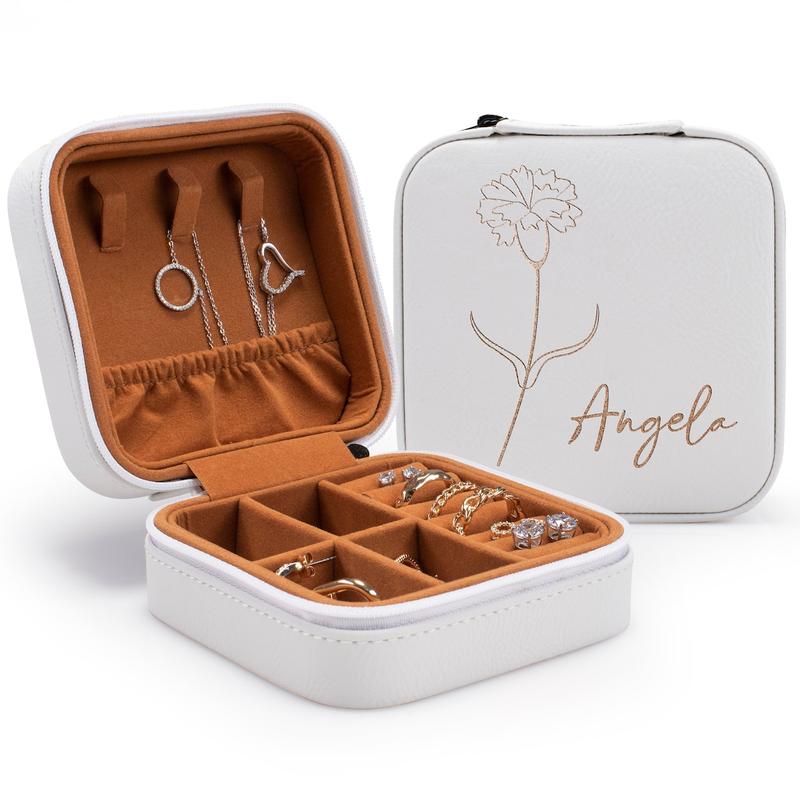 (Read description) Travel Jewelry Box, Wedding Bridesmaid Gifts, Personalized Gifts for Her, Engraved Jewelry Case, Birthday Gift for Women, Travel Accessories