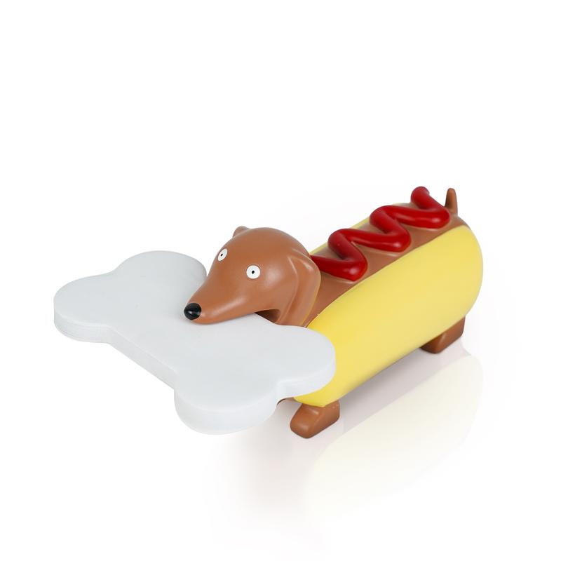 Dachshund Shaped Desk Decor,Hot Dog Statue,Sticky Note Holder,Includes 60 Notepads, Funny Office Ornaments, Gift for Dog Lovers