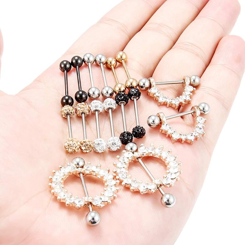 Surgical Steel Tongue Ring Nipple Shield Barbell Ring Bar Nipplerings Body Piercing Jewelry for Women Men