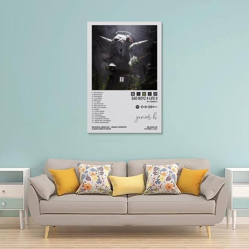 Junior H Poster $ad Boyz 4 Life II Album Music Art Poster for Room Aesthetic Canvas Wall Art for Teens Room Decor