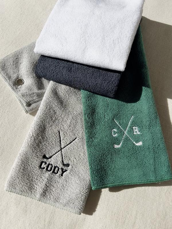 Personalized Golf Towel - Embroidered Custom Towel with Golf Club Design - Custom Golf Gift For Men