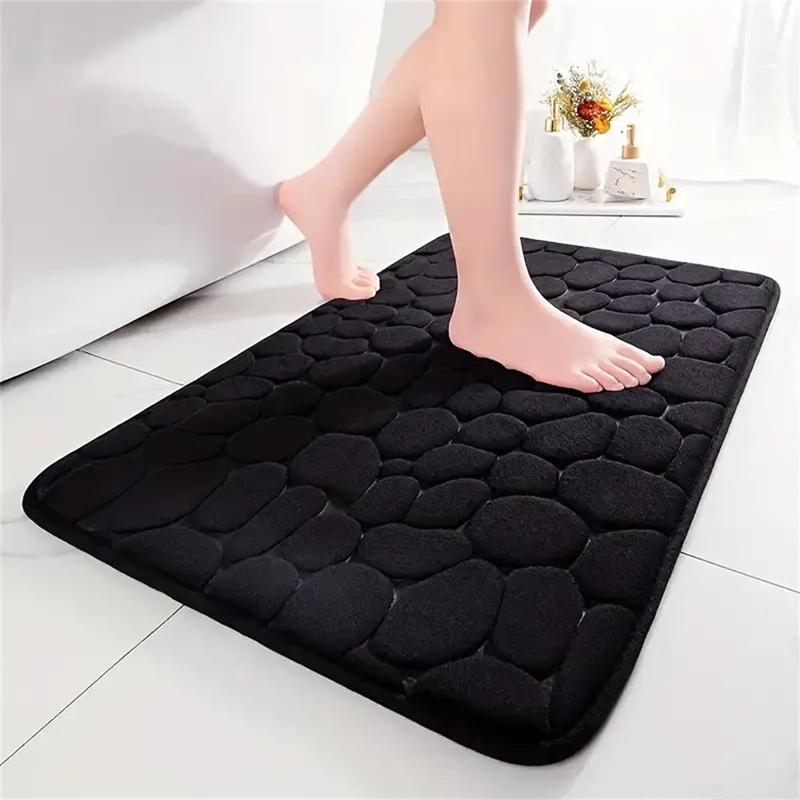 Cobblestone Pattern Bath Mat, 1 Count Non-slip Water Absorbent Bath Rug, Washable Floor Mat for Bathroom