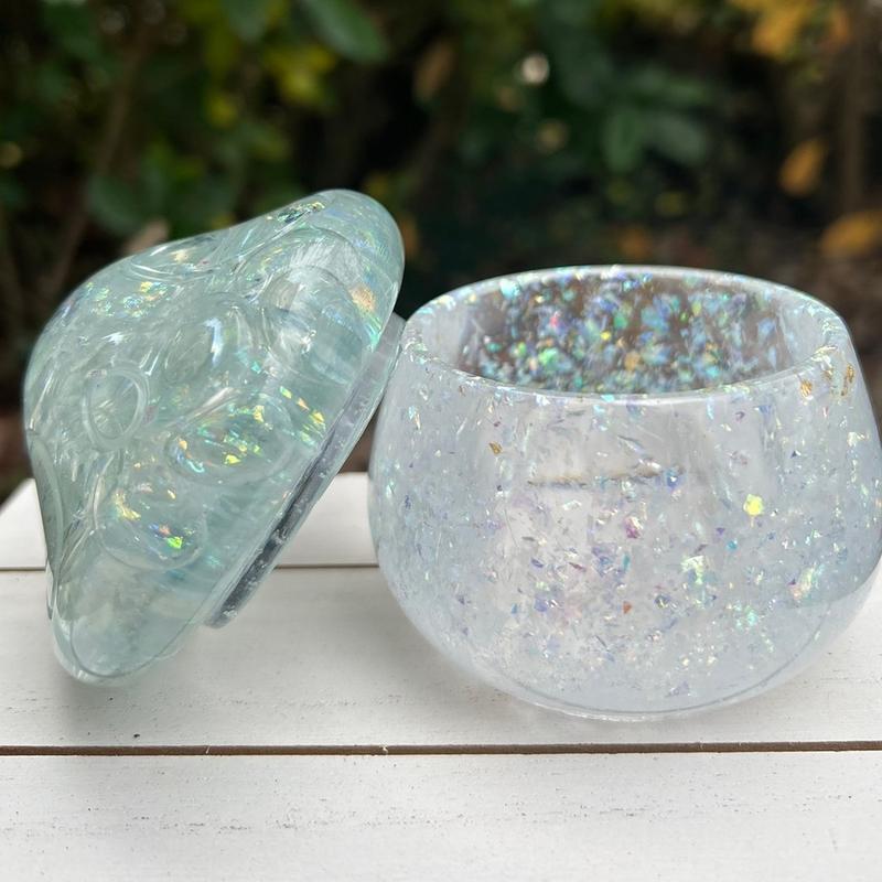 Iridescent Mushroom Jar - Vanity decor & storage