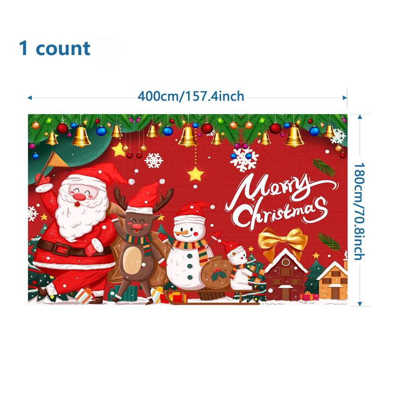 Christmas Themed Backdrop, 1 Count Merry Christmas Letter & Cartoon Pattern Backdrop, Festive & Party Supplies for Home & Garage Door Decor