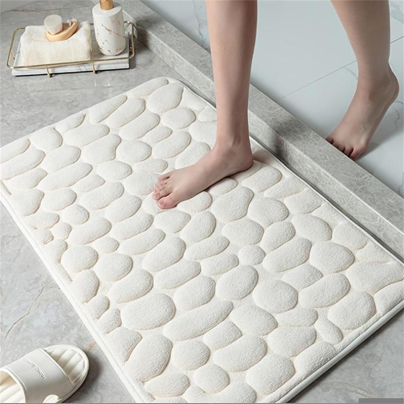 Cobblestone Pattern Bath Mat, 1 Count Non-slip Water Absorbent Bath Rug, Washable Floor Mat for Bathroom