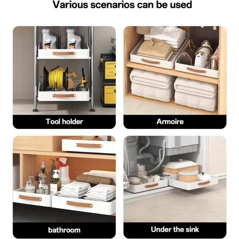 「12h to ship」Pull out Cabinet Organizer Fixed with Adhesive Nano Film, Heavy Duty Slide Out Pantry Shelves Drawer Storage, Pull Out Drawer for Kitchen, Pantry, Bathroom, 11.81