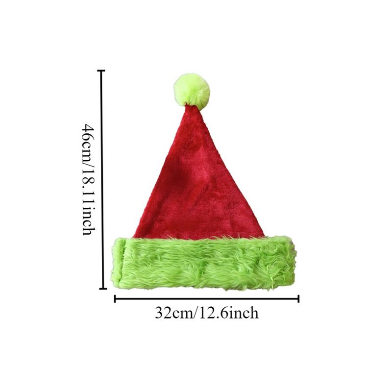 Christmas Adult Hat Plush Green Monster Red and Green Comfortable Soft Fashion Hat