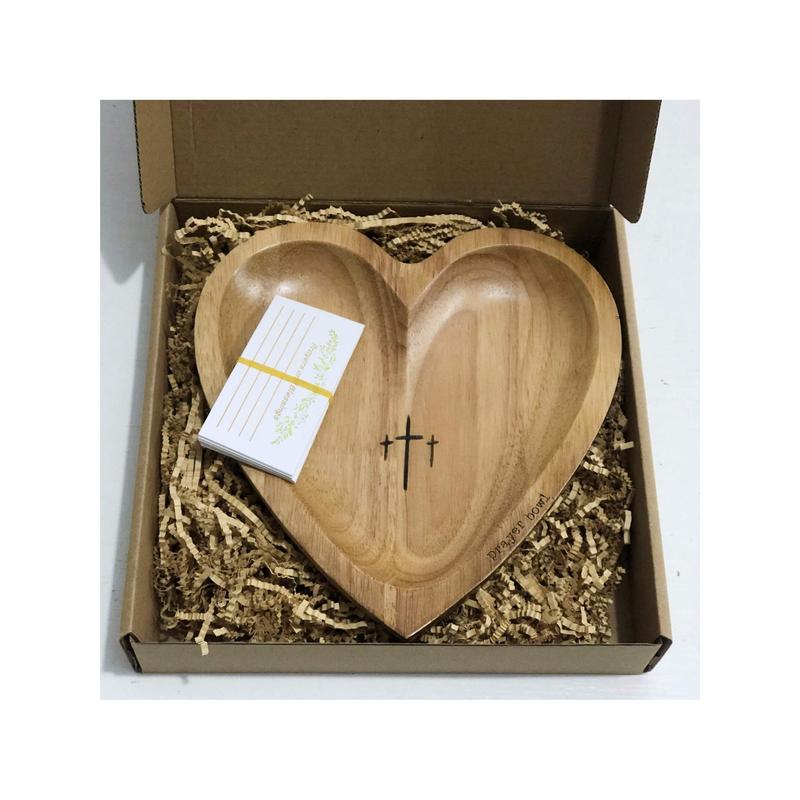 DREAMSCAPE1pc Heart-Shaped Prayer Bowl With Carved Cross And 