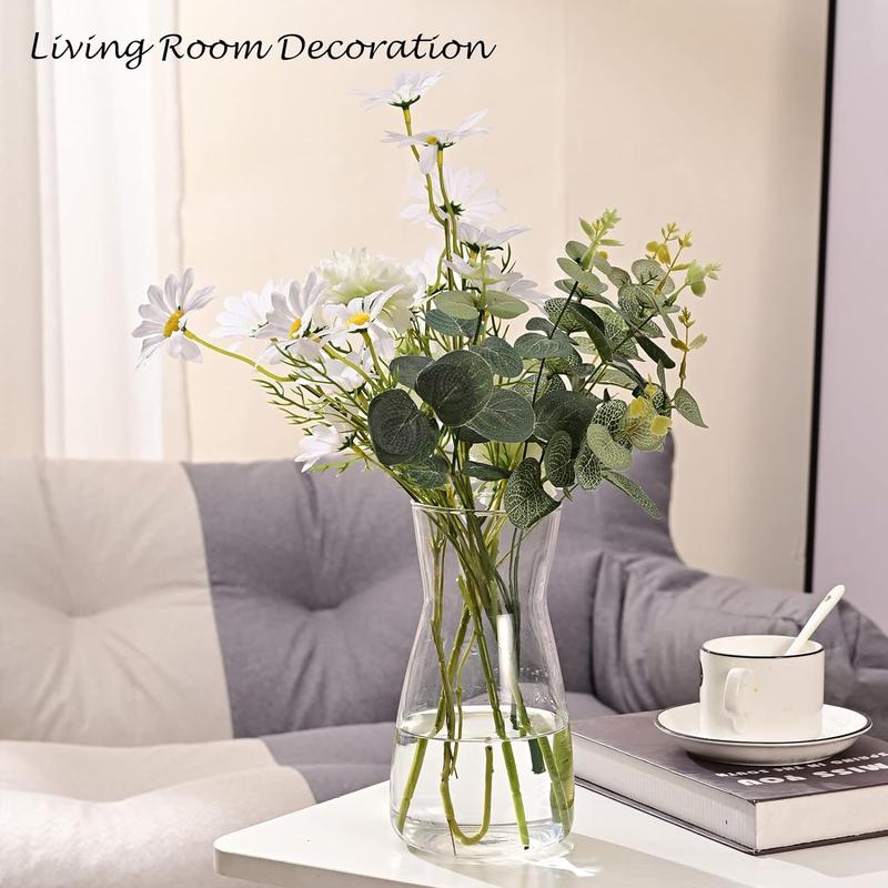 8 inch Clear Glass Flower Vases for Centerpiece Table Home Indoor Desk Decor,Ins Modern Boho Style Vase for Wedding Housewarming Gift Decoration Decorative Floral Ornaments Glossy