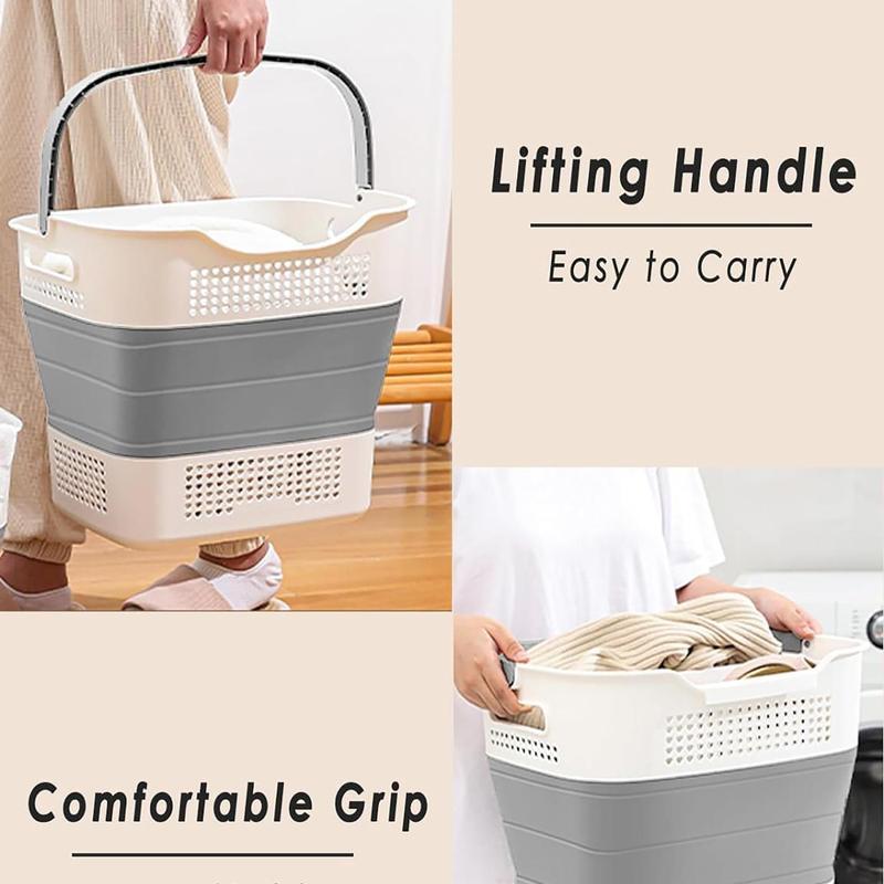 Collapsible Laundry Basket with Detachable Underwear Basket, Pop Up Multifunctional Space Saving Clothes Storage Container with Handles, Clothes Organizer for Washing Home Bathroom Dormitory Hotel