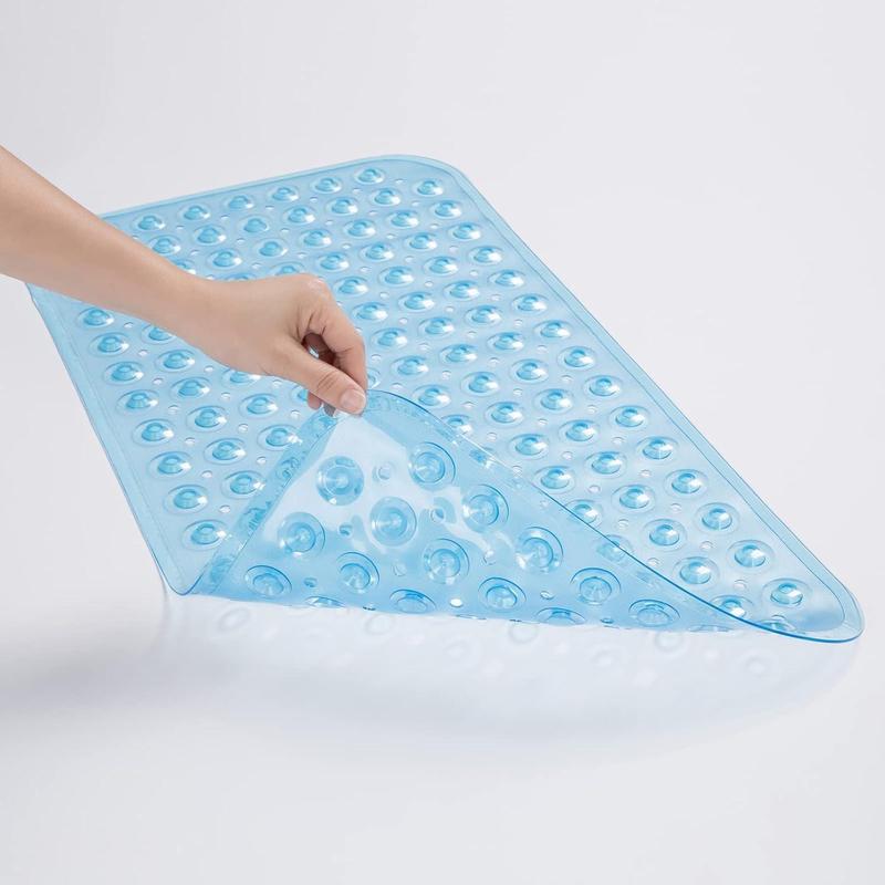 Shower Mat with Drain Holes & Suction Cups, PVC Non-slip Bath Mat, Bathroom Accessories, Home Essential for Bathroom Decor