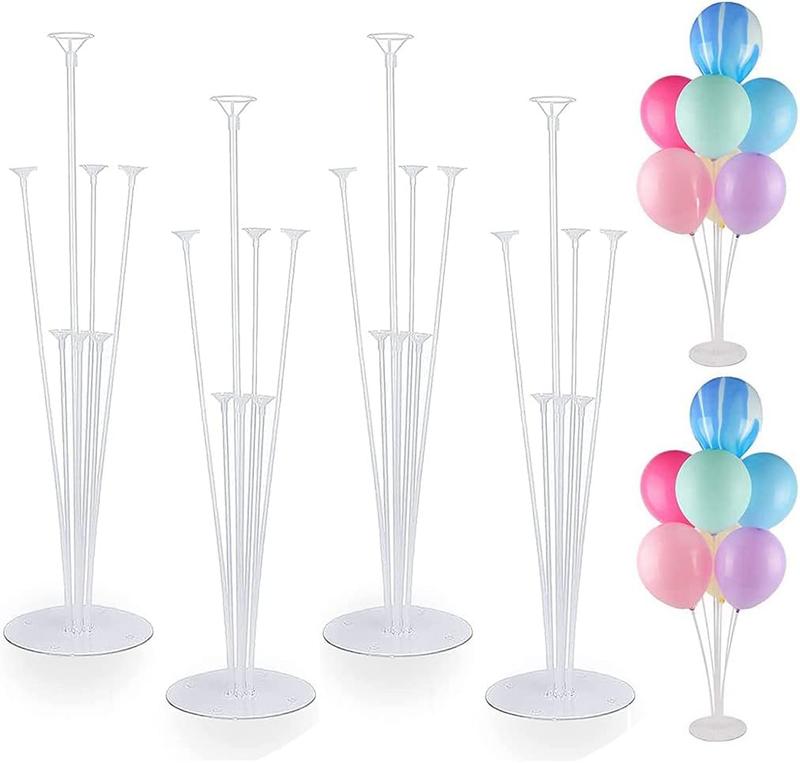 4pcs Balloon Stand Kit Balloon Table Stand Kit balloon sticks with cups easy assembly Balloon Holder 2set Clear Balloon Stand Kit Including 11 sticks, 7 cups, 4 union joints and 1 base per Tree Transparent