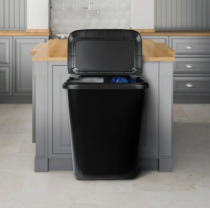 20.4 Gallon Trash Can, Plastic Dual Function Divided Extra Large Kitchen Trash Can, Black