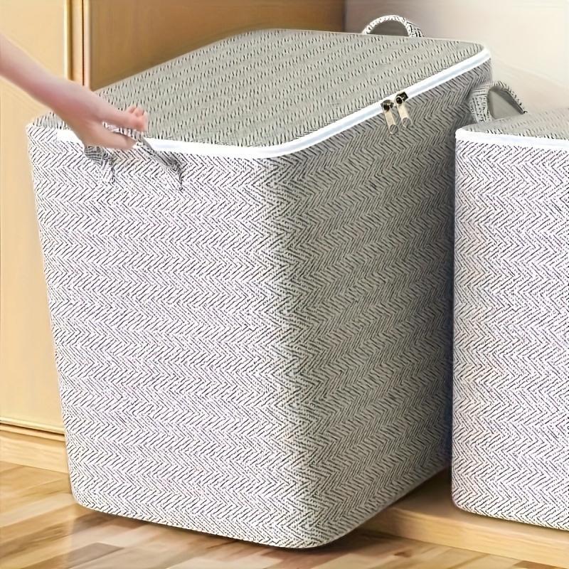 Woven Storage Bag with Lid, 1 Count Large Capacity Clothes Storage Bag, Durable Storage Organizer for Home Bedroom Living Room