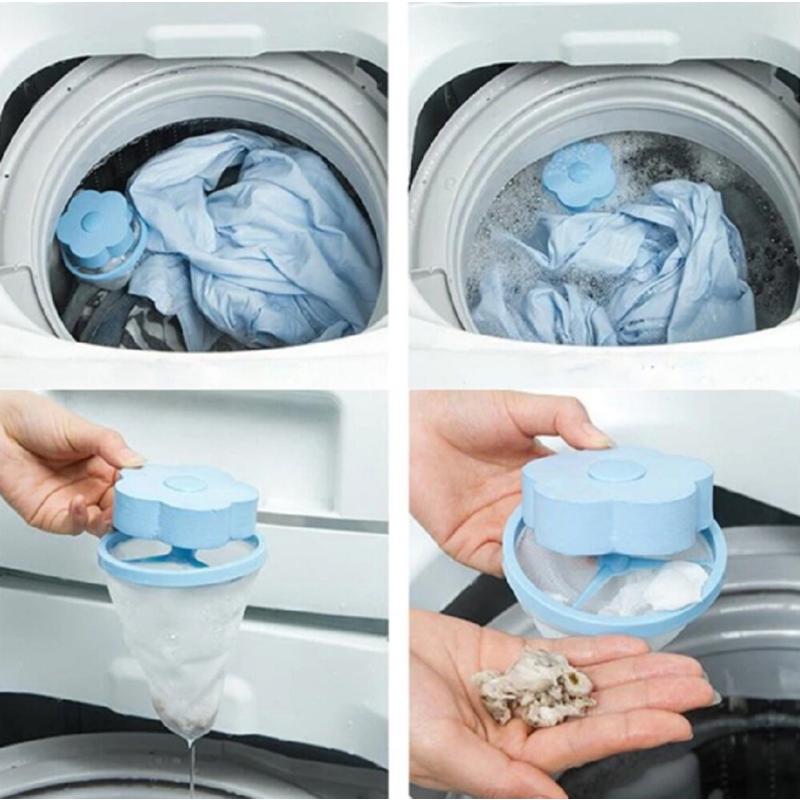 2-Piece Reusable Laundry Lint & Pet Hair Remover - Floating Mesh Bag Catcher