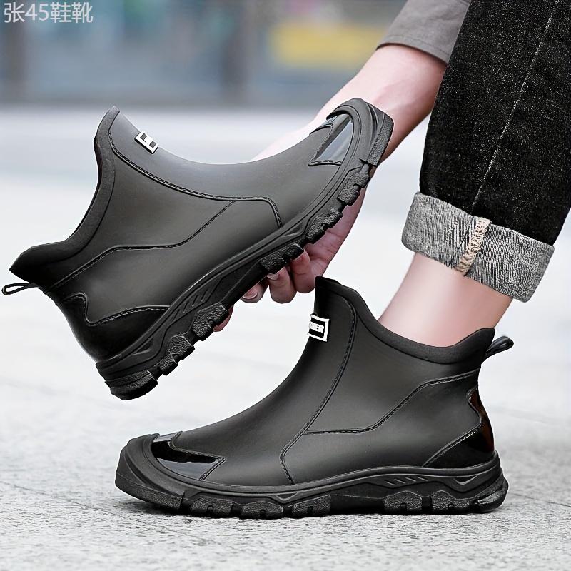 Men's Durable Ankle High Water Boots, Water Proof Rain Boots For All Seasons Rainy Day Outdoor Street Walking Gardening wellies Shoe