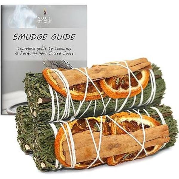 Orange, Cinnamon & Cedar Sage Smudge Sticks with Smudge Guide (3 PK)