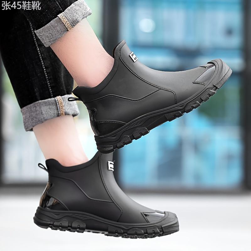 Men's Durable Ankle High Water Boots, Water Proof Rain Boots For All Seasons Rainy Day Outdoor Street Walking Gardening wellies Shoe