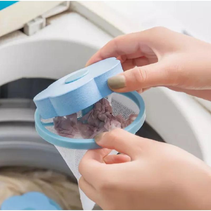 2-Piece Reusable Laundry Lint & Pet Hair Remover - Floating Mesh Bag Catcher