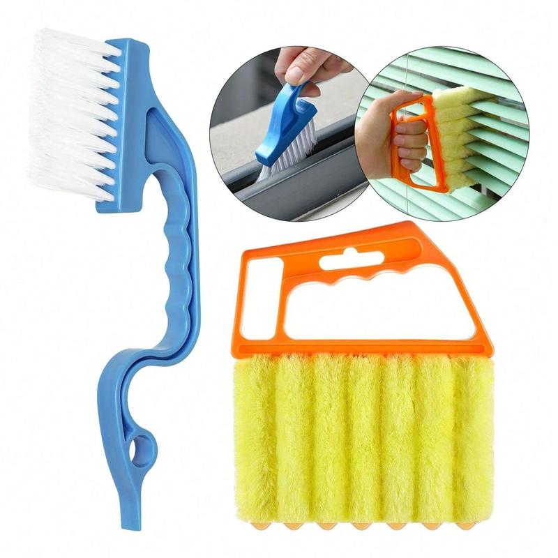 Handheld Window Cleaning Brush, 2 Counts set Window Track Corner Cleaning Brush, Home Cleaning Tools