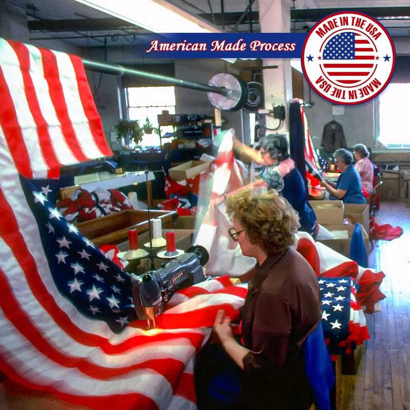 American Flag 3x5 FT 210D For Outside 100% Made In USA Most Durable, Heavy Duty Spun Polyester, Luxury Embroidered Star with Brightly Colored Brass Grommets Premium US Flag Banners Waterproof Gift