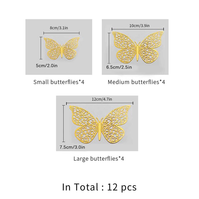 3D Butterfly Shaped Wall Sticker for Room Decor, Creative Hollow Out Wall Decorative Sticker, Beautiful Wall Art Paper Decal For Party Cake Home Decoration, Bedroom Decor, Fall Decor