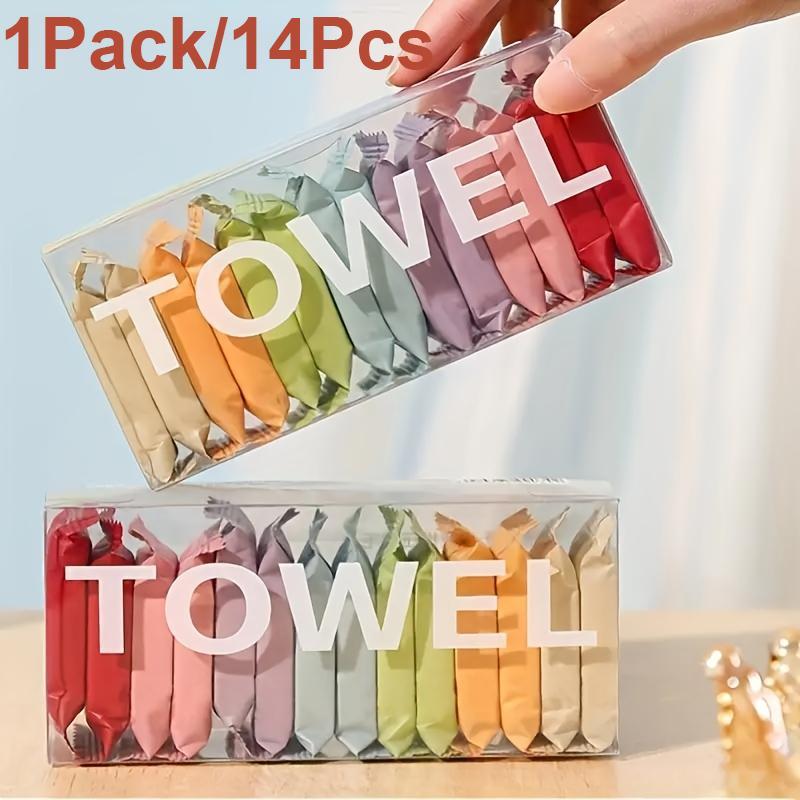 Portable Compressed Disposable Towel, 14pcs set Thickened Compression Soft Comfortable Face Towel, Travel & Home Supplies