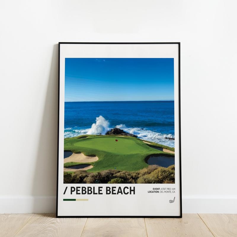 Pebble Beach Poster, Golf Poster, Minimalist Sports Poster, Office Wall, Golf Wall Art, Golf Course Print ,unframed, Decor Room Artistic Decoration