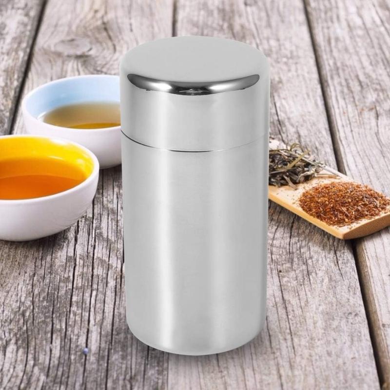 Small  Tin Canister, Stainless Steel Coffee and  Canister, Loose Leaf  Storage Container, Portable with Airtight Double Lids, for  Coffee Sugar Storage 550ml(Large)