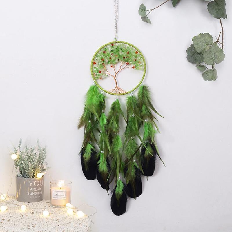 Tree Of Life Dream Catcher, 1 Count Handmade Feather Dream Catcher, Hanging Dream Catcher, Summer Gift Ideas, Vanity Decor Accessories