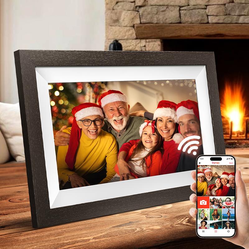 EKoio Digital photo frame,Christmas gift box,Gift ideas,10.1 Inch WiFi Digital Picture Frame,1280 * 800IPS HD Cloud Smart Digital Photo Frame,32GB Storage, Wall Mountable, Auto-Rotate,Easy to Share Photos or Videos via free APP,Decor,Wood,Wedding