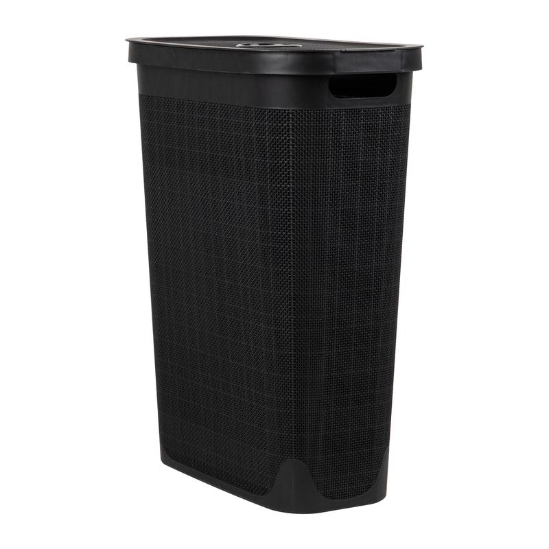 40L Slim Laundry Hamper, Clothes Basket, Plastic, Adult 18.5”L x 10.75”W x 23.5”H, Black Organiser Room