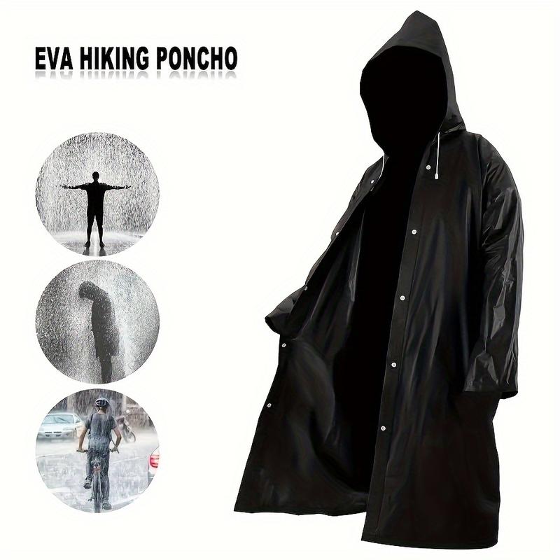 1 Eva Thickened PVC Rain Cape Wind and Rain Cloak, Suitable for Hiking, Windproof and Waterproof, Lightweight, Lightweight, Easy for Fishing, Climbing, Cycling and Traveling-Black