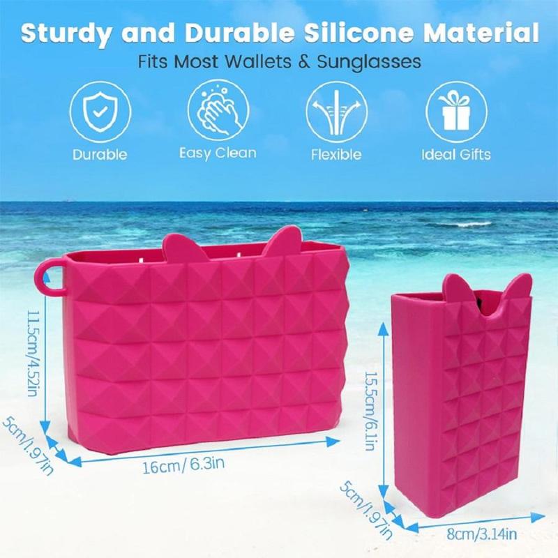 Silicone Storage Bag for Bogg Bag, 2 Counts set Hollow Out Design Phone Holder Storage Bag, Beach Bag Accessories for Indoor & Outdoor, Room Accessories