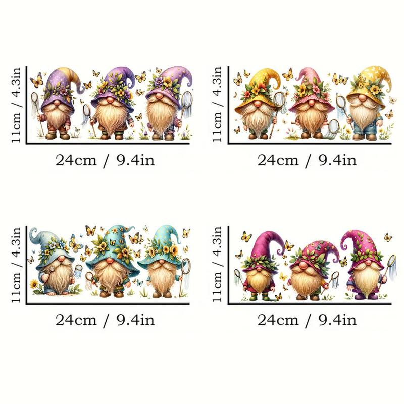 Cartoon Dwarf Pattern Design Sticker, 4 Counts set Waterproof Self Adhesive Sticker, Decorative Sticker for Glass Cup, Water Bottle, DIY Decorative Supplies