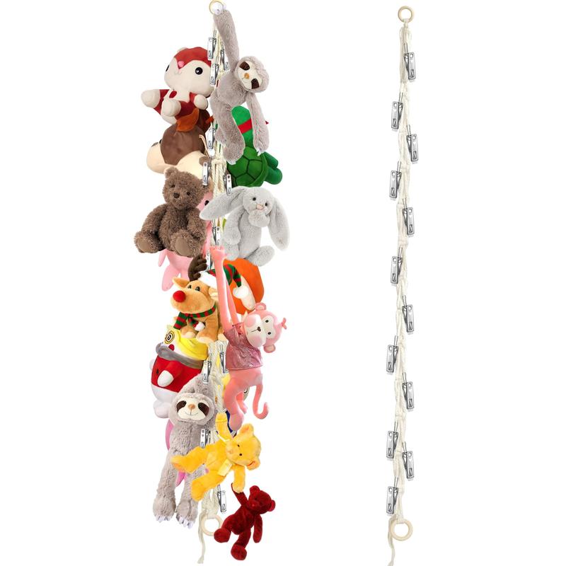 Stuffed Animal Storage Chain Organizer, Handmade Boho Style Plush Toy Display Holder Chain, Plush Toy Storage for Wall Corner Nursery