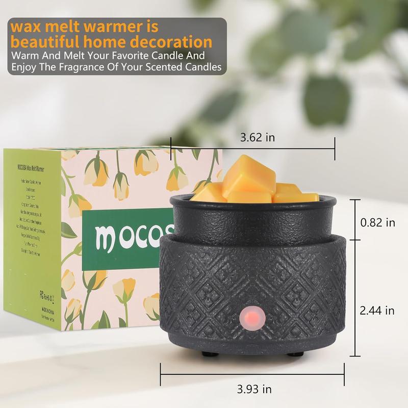 Wax Melt Warmer for Scented Wax,3-in-1Ceramic Wax Warmer Fragrances Candle Oils, Home Fragrance Wax Burner,Electric Candle Warmer as Gift for Mom Women(Black)