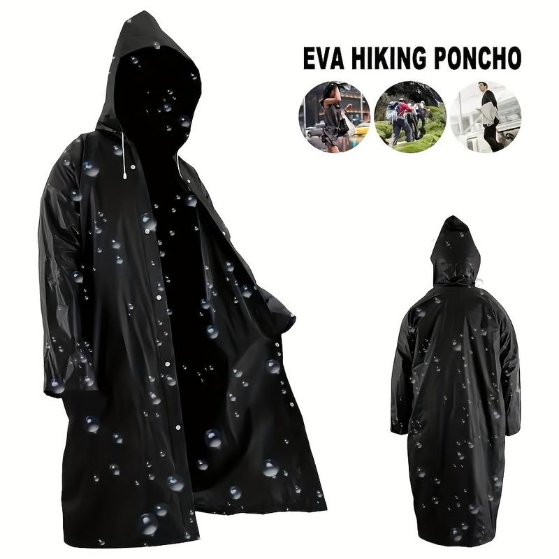 1 Eva Thickened PVC Rain Cape Wind and Rain Cloak, Suitable for Hiking, Windproof and Waterproof, Lightweight, Lightweight, Easy for Fishing, Climbing, Cycling and Traveling-Black