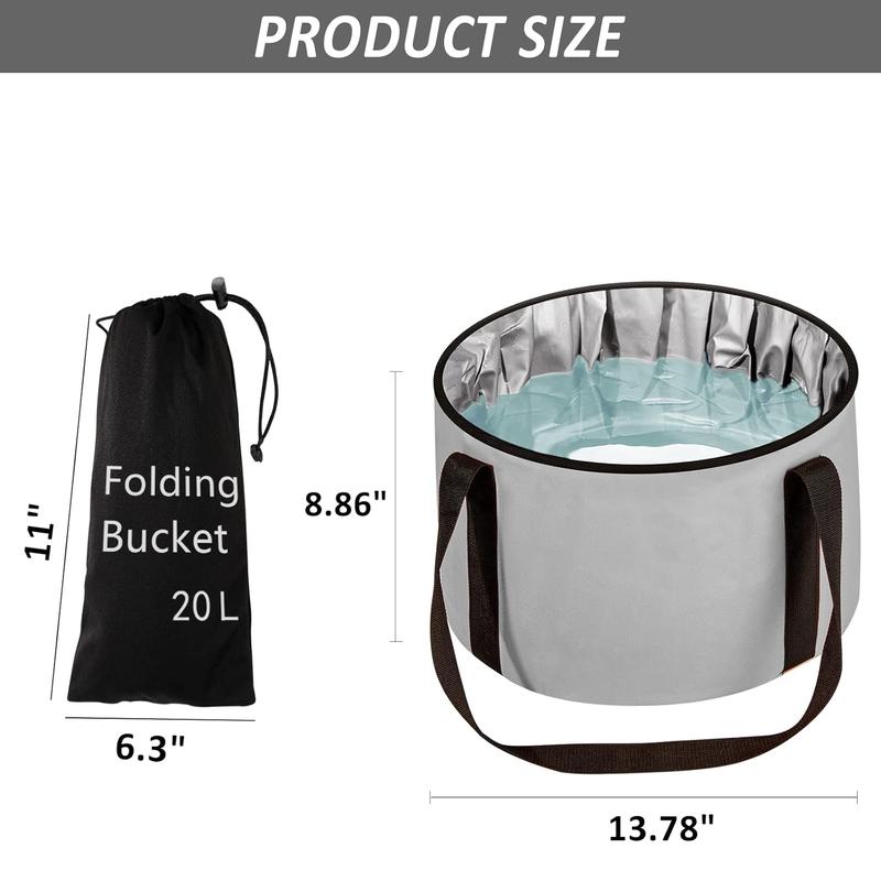 Foot Bath Basin 20L Collapsible Bucket, Portable Foot Soak Tub  Soaking Bucket for Outdoor Travel, Camping, Fishing(Gray)