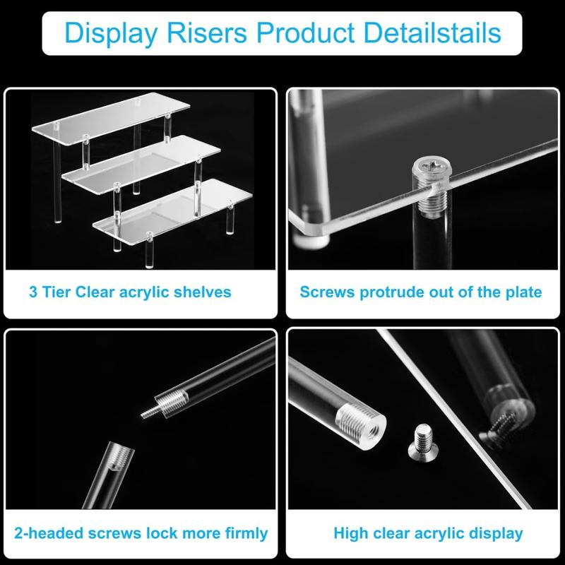 3 Tire Large Display Risers Stand, Clear Acrylic Perfume Display Stand Organizer, Shelf Risers for Display, Stands for Food, Tabletop Use Gift Racks