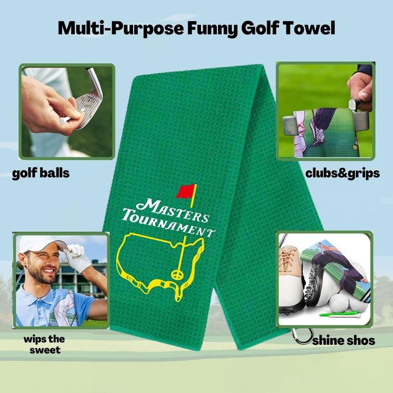 Funny Golf Towel, Funny Golf Towel for Golf Bags with Clip, Golf Gift for Men Husband Boyfriend Dad, Birthday, Cristmas Gifts for Golf Fan - Marsters Tournament (Green)