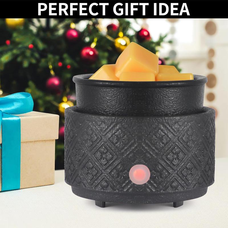 Wax Melt Warmer for Scented Wax,3-in-1Ceramic Wax Warmer Fragrances Candle Oils, Home Fragrance Wax Burner,Electric Candle Warmer as Gift for Mom Women(Black)