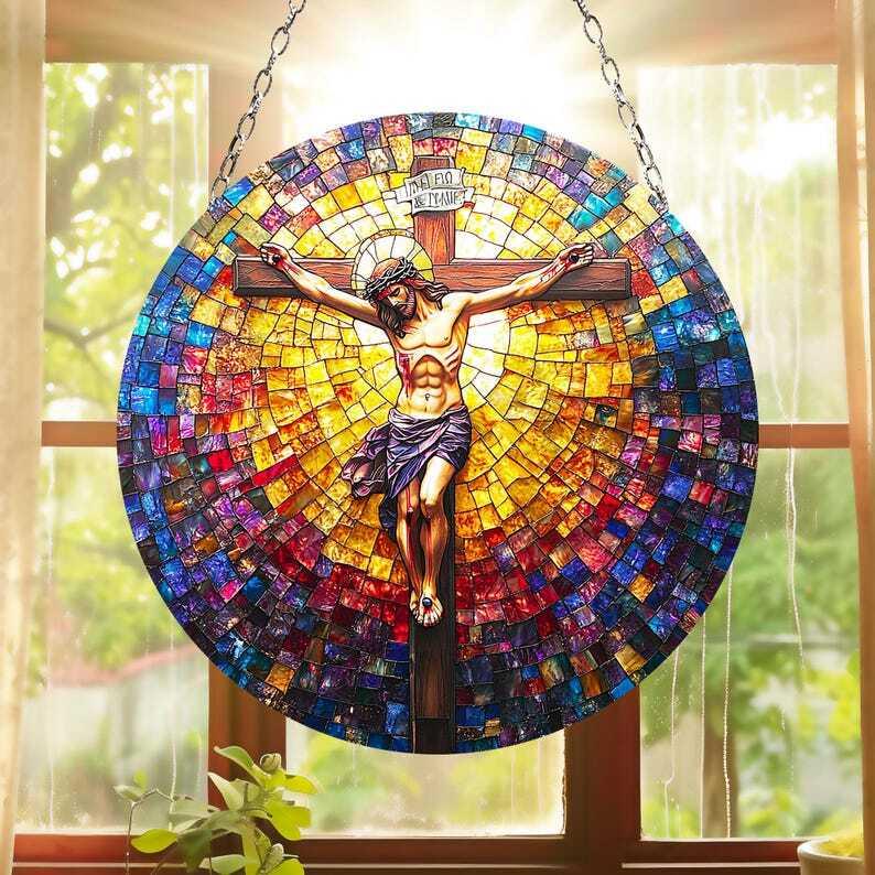 Jesus Religious Acrylic SUNCATCHER Jesus Catholic Window Hanging Gift Christian Faith For Religious Gift Of Faith Nativity Gift Christmas Gift