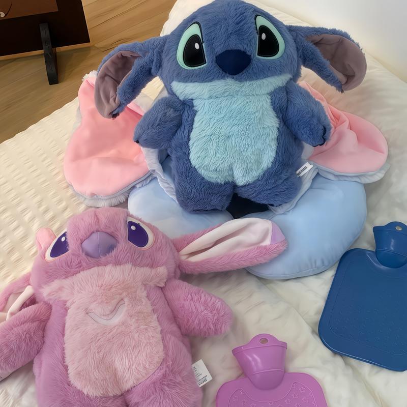 Cuddly plush fill with warm water for period. Anime Stitch Plush with a Bottle for hot Water Filling