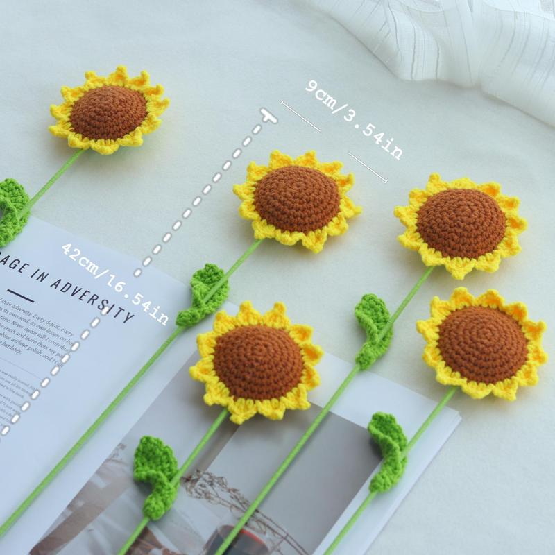 Artificial Sunflower, 1 3 6 10 Counts Lovely Handmade Crochet Flower, Decorative Flower for Home Teacher's Day Graduation Wedding Party