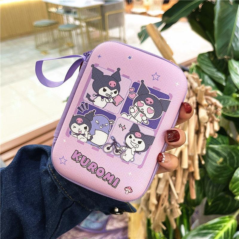 SANRIO Cartoon Pattern Data Cable Storage Bag, Portable Charger Earphone Coin Sorting Case Organizer, Mini Data Cable Carry Bag for Home Office Outdoor Travel