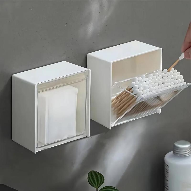 Wall Mounted Clear Storage Box, 1 Count 2 Counts Waterproof Storage Box for Cotton Swab, Hair Band, Lipstick, Home Organizer for Bathroom